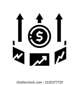 vector de icono de glifo de inflación de mercado. señal de inflación de mercado. símbolo de contorno aislado ilustración negra