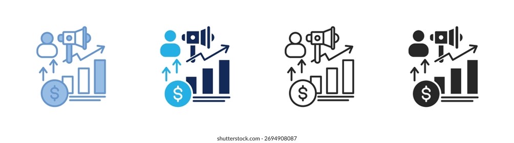 Market Influence Icon Collection Featuring Multiple Styles
