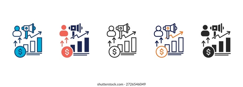 market influence icon collection with multiple styles