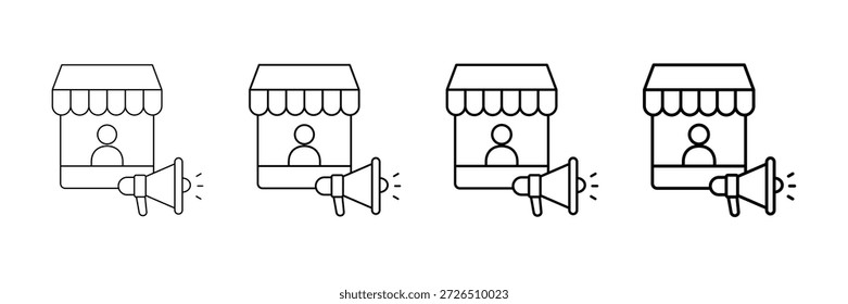 Vector de los iconos de la influencia del mercado fijado en diverso estilo de la línea del trazo