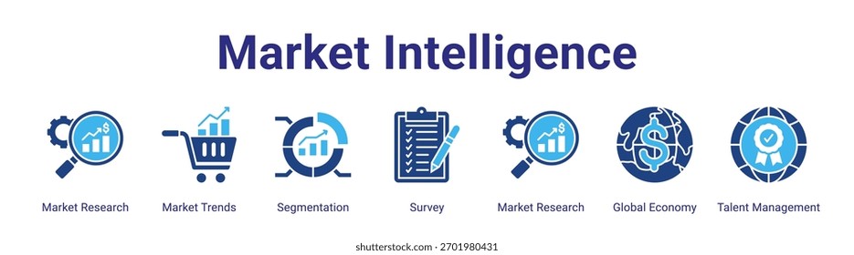 Elemento de ícone de banner da Web do Market Intelligence para design em uma coleção