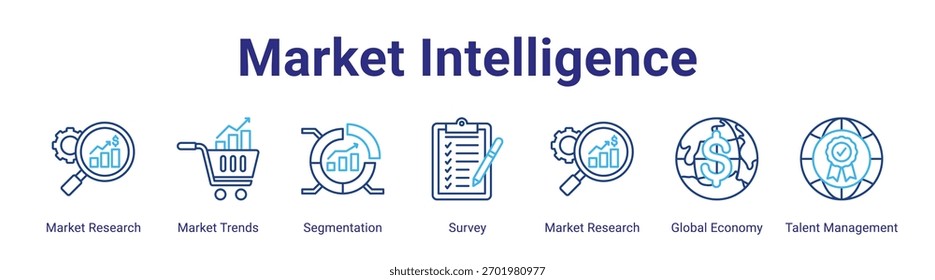 Market Intelligence web banner icon element for design in a collection
