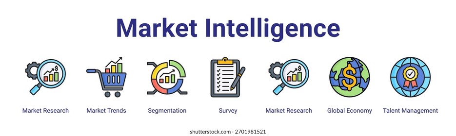 Elemento de ícone de banner da Web do Market Intelligence para design em uma coleção