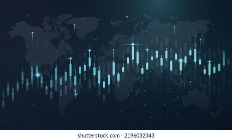 Market investment trading. Graphs and charts, trading, economics and financial literacy. Analysis of statistics and work with information. Poster or banner. Realistic neon vector illustration