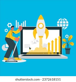 market launch concept vector design illustration