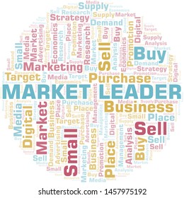 Market Leader word cloud. Vector made with text only