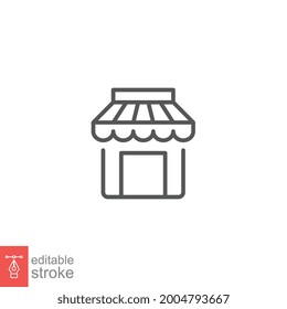 Market line icon. Coffee shop and store building. storefront for online market. Small business bookstore. local market place. Editable stroke. Vector illustration. design on white background. EPS 10