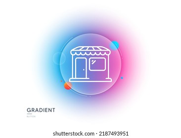 Icono de línea de mercado. Botón de desenfoque degradado con gafas. Cartel de la tienda mayorista. Símbolo del mercado minorista. Diseño de vidrio transparente. Icono de línea de mercado. Vector