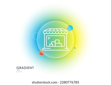 Market line icon. Gradient blur button with glassmorphism. Wholesale store sign. Retail marketplace symbol. Transparent glass design. Market line icon. Vector