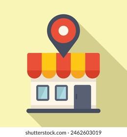 Market locator icon flat vector. Local front. Cart radius mall