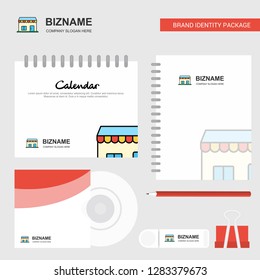 Market Logo, Calendar Template, CD Cover, Diary and USB Brand Stationary Package Design Vector Template
