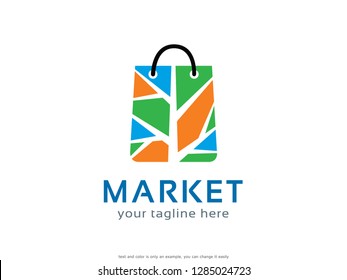 Market Logo Template Design Vector, Emblem, Concept Design, Creative Symbol, Icon