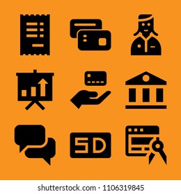 market, microchip, blank, quote, sms and administration icon vector set. Flat vector design with filled icons. Designed for web and software interfaces