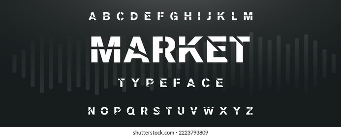 MARKET Modern Bold Font. Regular Italic Number Typography urban style alphabet fonts for fashion, sport, technology, digital, movie, logo design, vector illustration