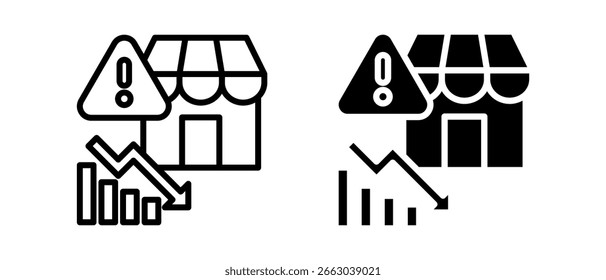 Conjunto de iconos múltiples de mercado de Ilustración vectorial two.line y glyph