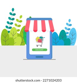 Market online shopping icon. Vector