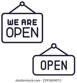 market opening vector illustration set
