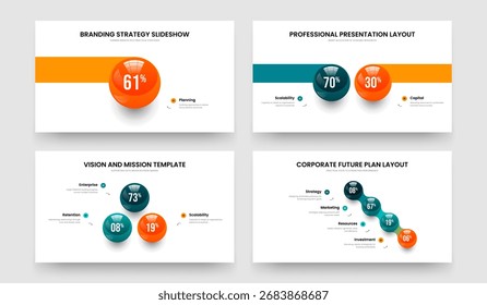 Conjunto de Ilustración vectorial de Plantilla de diapositivas de infografía de tres y cuatro opciones. Elegant Planning 1 2 3 4 Step Colección de diseño de presentación de gráficos.