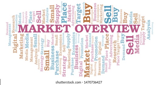 Market Overview word cloud. Vector made with text only