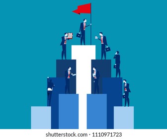 Market peak, Teamwork and partnership working to business success. Concept business vector illustration, Flat business cartoon, Analysis, Office people.