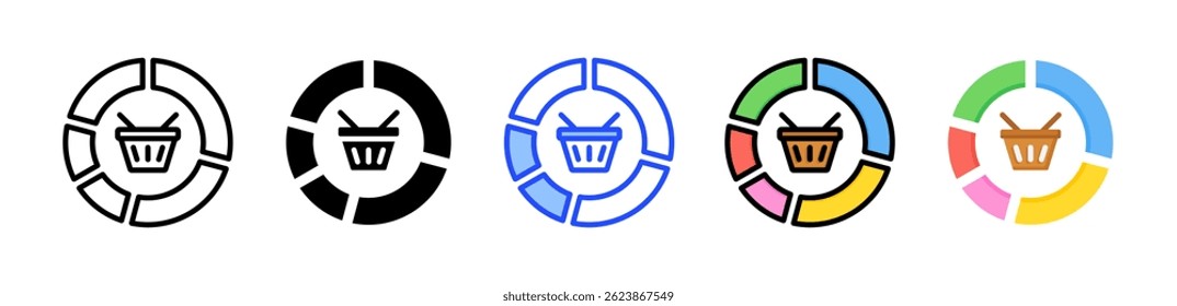 Colección de iconos de penetración de mercado con varios estilos