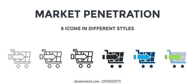 Market Penetration Icon In Different Style Vector Illustration. Designed In Thin Line, Regular Line, Bold Line, Glyph, Color Fill, And Flat Style Can Be Used For Web