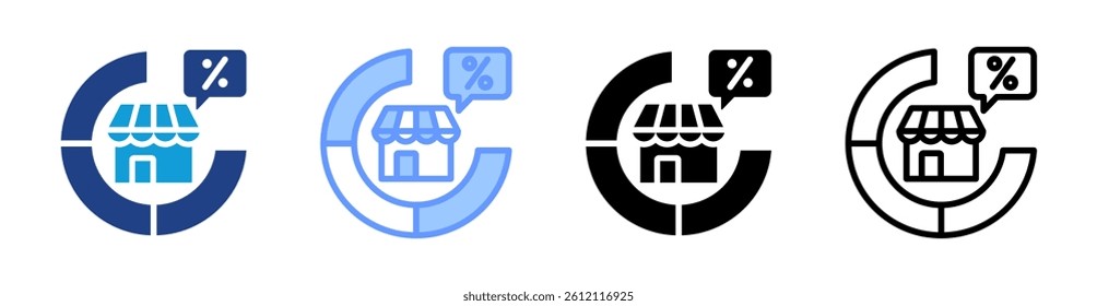 Market Penetration icon set multiple style collection