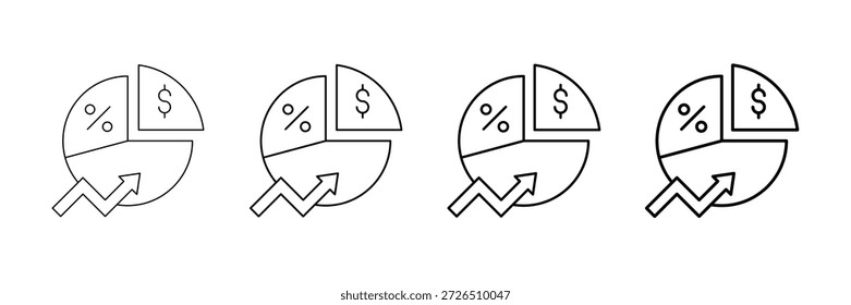 Vector de los iconos de la penetración del mercado fijado en diverso estilo de la línea del movimiento