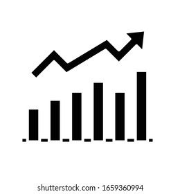 Market performance black icon, concept illustration, vector flat symbol, glyph sign.