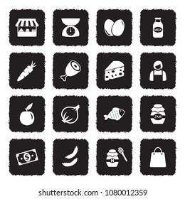 Market Place Icons. Grunge Black Flat Design. Vector Illustration. 