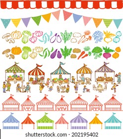 market place illustrations and event tents frames.