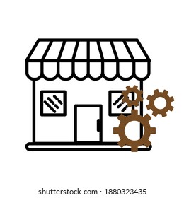 Market place settings icon, perfect for web campaigns, applications, media and more. Vector illustration eps 10 which can be edited and changed color.