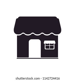 market place. market shop flat black icon vector
