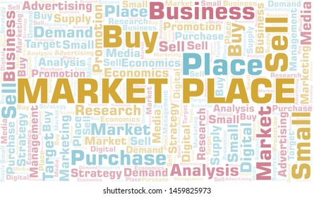 Market Place word cloud. Vector made with text only