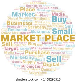 Market Place word cloud. Vector made with text only