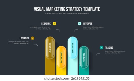 Market Plan Slide Layout Vector Illustration. Project Portfolio 4 Step Infographic Presentation Template. Product Planning Four Element Diagram Frame Design.
