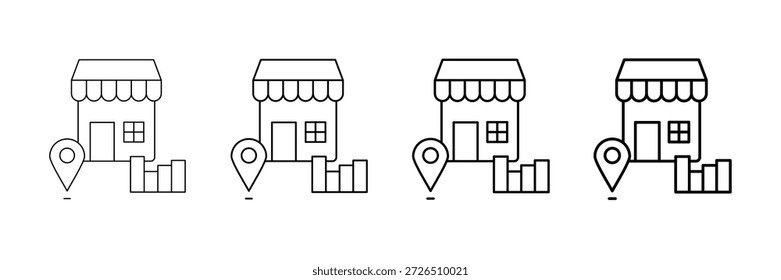 Market Position Icons Vector Set In Different Stroke Line Style