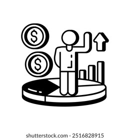 Market Positioning Glyph Icon, Vector illustration