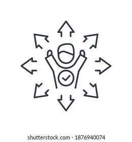 Icono de posicionamiento de mercado, ilustración lineal aislada, vector de línea delgada, signo de diseño web, símbolo de concepto de contorno con trazo editable sobre fondo blanco.
