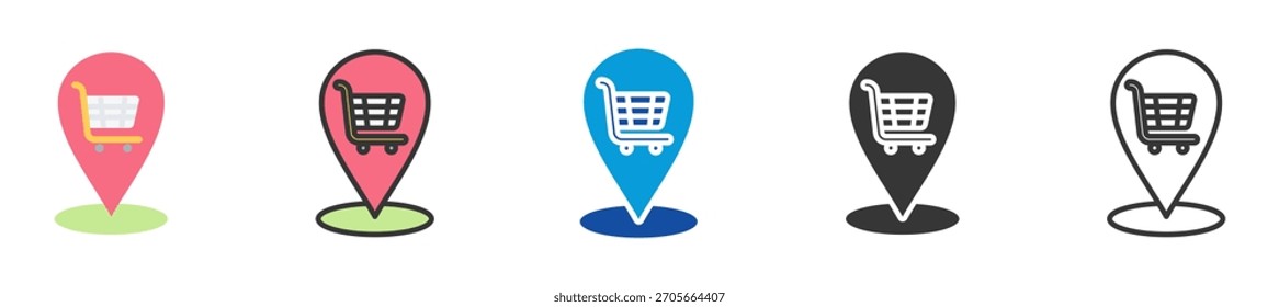 ícone de posicionamento de mercado definir coleção multi estilo vários