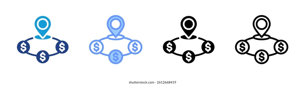Market Positioning icon set multiple style collection