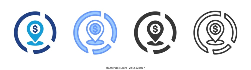 Market Positioning icon set multiple style collection