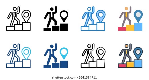 Market positioning icon set multiple style collection 
