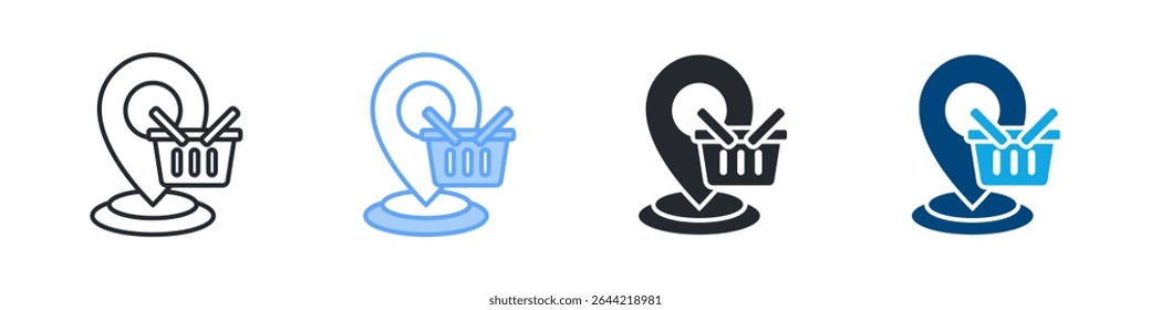 Market Positioning Icon Set Multiple Style. Design In Outline, Blue, Glyph, Dual Tone