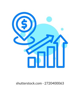 Icono de posicionamiento de mercado en Ilustración vectorial de forma