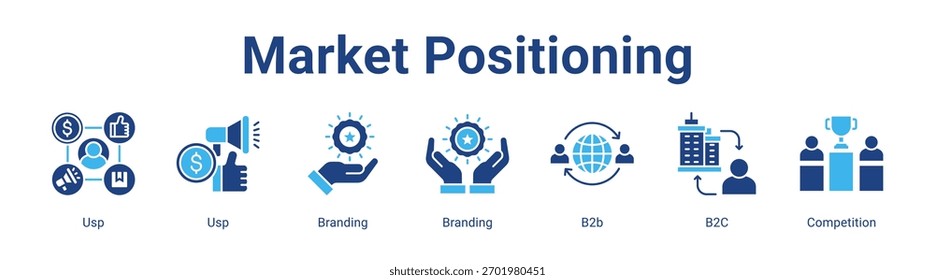 Elemento de ícone de banner da Web de posicionamento de mercado para design em uma coleção
