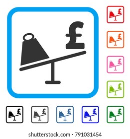 Market Pound Price Swing icon. Flat gray iconic symbol inside a light blue rounded square. Black, gray, green, blue, red, orange color additional versions of Market Pound Price Swing vector.