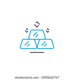 The market of precious metals vector thin line stroke icon. The market of precious metals outline illustration, linear sign, symbol concept.