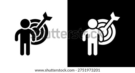 Market Precision Icon In Black and White Glyph Style