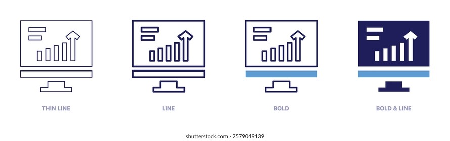 Market prediction icon in 4 different styles. Thin Line, Line, Bold, and Bold Line. Duotone style. Editable stroke.